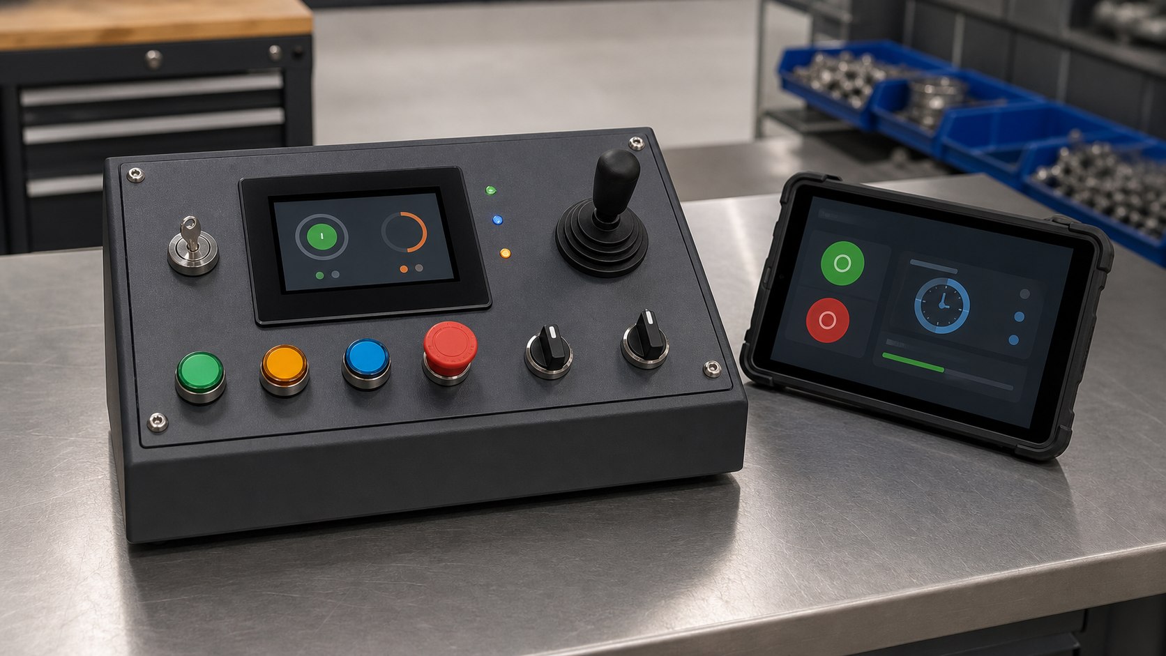 Simple custom operator console and tablet interface for equipment control and monitoring